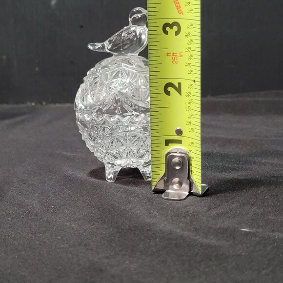 Hofbauer Byrdes Lead Crystal Clear Cut Bird Small Round Trinket Dish Lid Germany - Picture 6 of 6